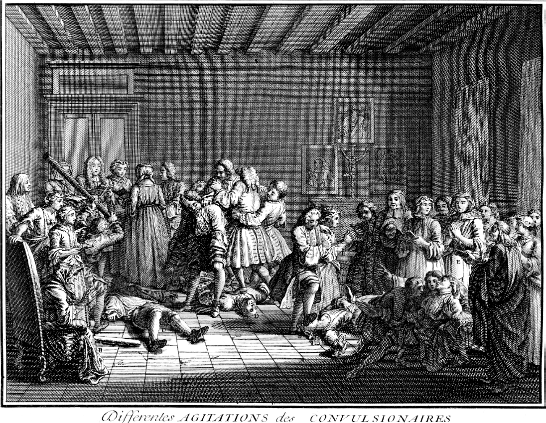 Bernard Picart, Différentes agitations des convulsionnaire. From Cérémonies et coutumes de tous les peuples du monde, engraving, Wellcome Collection, London, 1741.