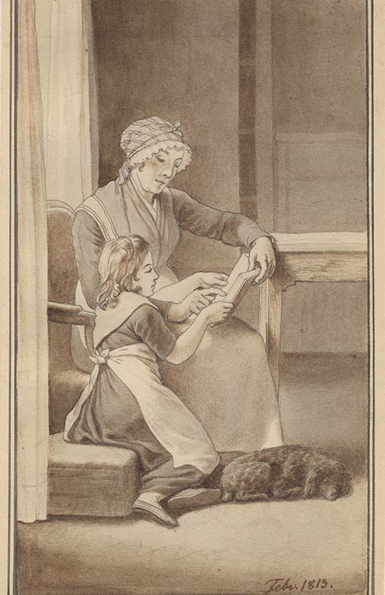 C.W. Eckersberg “En moder lærer sin lille pige at læse”. 